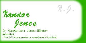 nandor jencs business card
